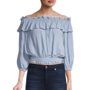 NWT Stellah Off-The-Shoulder Ruffle-Trim Top